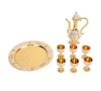 Ensemble de pots à vin Vintage Style rétro européen, 6 tasses, 1 théière, 1 plateau, en alliage de Zinc, service à café, thé, vin, pour décoration de fête, Bar à domicile (Blanc doré)