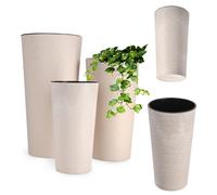 Ensemble de pots de fleurs bio KADAX, avec insert, 19+25+30 cm, beige