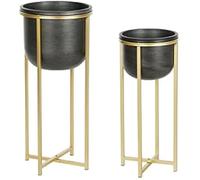 Ensemble De Pots De Fleurs - Dkd Home Decor - Noir - Métal - 28,5 X 28,5 X 65,5 Cm Multicolore