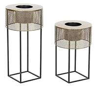 Ensemble De Pots De Fleurs - Dkd Home Decor - Noir - Métal - 33 X 33 X 67 Cm Multicolore