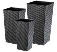 KADAX Set de 3 Pots de Fleurs Hauts - H 46,5/57,5/68 cm - Graphite - intérieur/extérieur - pour Balcon, Jardin ou Salon