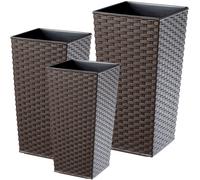 Ensemble de pots de fleurs en rotin KADAX, avec insert, 19+25+30 cm, moks