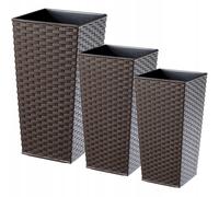 Ensemble de pots de fleurs en rotin KADAX, en plastique, jardinière, 25+30+35...