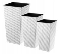 KADAX Set de 3 Pots de Fleurs Hauts - H 57/68/75 cm - Blanc - intérieur/extérieur - pour Balcon, Jardin ou Salon