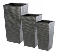 Ensemble de pots de fleurs KADAX, avec insert, jardinière, 25+30+35 cm, graphite