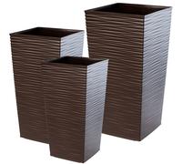 Ensemble de pots de fleurs KADAX, en plastique, 19+25+30 cm, moka
