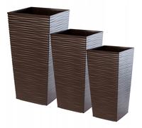 Ensemble de pots de fleurs KADAX, en plastique, jardinière, 25+30+35 cm, moka