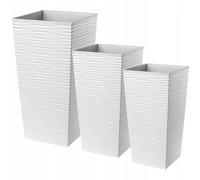 KADAX Set de 3 Pots de Fleurs Hauts - H 46,5/57,5/68 cm - Blanc - intérieur/extérieur - pour Balcon, Jardin ou Salon