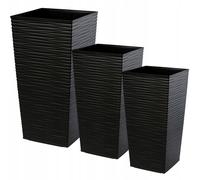 Ensemble de pots de fleurs KADAX, pot de fleurs en plastique, 25+30+35 cm, noir
