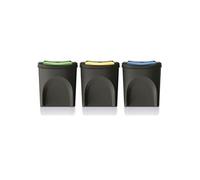 Lot de 3 poubelles KEDEN SORTIBOX 100% plastique recyclé, noir, 75L