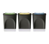 Ensemble de poubelles de recyclage Keden 3x25L noir Noir G