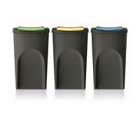 Ensemble de poubelles de recyclage Keden Sortibox 3x35L noir