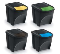 Ensemble de poubelles de recyclage Keden Sortibox 4x25L noir