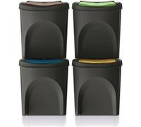 Ensemble de poubelles de recyclage Keden Sortibox 4x25L noir Noir G
