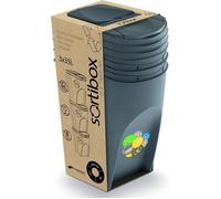 Ensemble de poubelles de tri de déchets 3x35L gris Sortibox