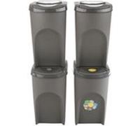 Ensemble de Poubelles Tri des dechets Sortibox 4x35L gris Prosperplast grise G