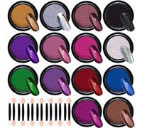 Ensemble de poudres pailletées pour ongles, poudre métallique chromée, 14 couleurs effet miroir, avec 14 bâtons de fard à paupières, pour le corps, les yeux, les cheveux, la peinture sur ongles, DIY