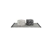 Ensemble de pouf et tapis 3 pcs Tissu à rayures
