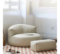 Ensemble de pouf poire en similicuir blanc laiteux - Canapé confortable avec rembourrage - Coin élégant pour chambre à coucher, salon et meubles de jardin