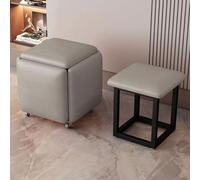 Ensemble de poufs à roulettes 5 en 1 en cuir nappa, tabourets cubiques polyvalents avec roulettes, repose-pieds élégants pour le salon, chaises ottomanes empilables