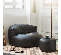Ensemble de poufs en cuir synthétique avec pouf d'angle de remplissage, repose-pieds pour chambre à coucher, salon, jardin, siège de sol confortable, meubles sans cadre, noir (Taille : )