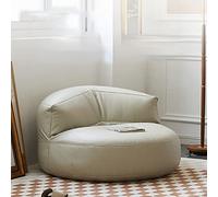 Ensemble de poufs en cuir synthétique avec pouf d'angle de remplissage, repose-pieds pour chambre à coucher, salon, jardin, siège de sol confortable, meubles sans cadre (blanc laiteux)