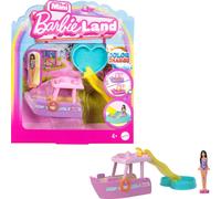 Ensemble de poup es et de v hicules Barbie Mini BarbieLand : poup e de 3,8 cm et bateau de r ve avec surprise changeante de couleur