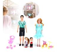 Ensemble de poupées familiales ZERONE - Collier vert T+enceinte bleu