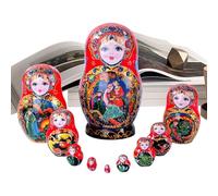 Ensemble de poupées russes gigognes - Décoration de russe colorée, figurines uniques de poupées imbriquées | empilable multifonctionnelle en bois faite à la main, ensemble de poupées