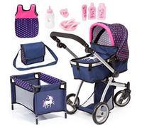 Ensemble de Poussette de Poupée - Milano - Jogger - 12 Accessoires - Couleur Bleu - Mixte