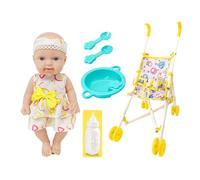 Ensemble de Poussette de pour, pour Tout-Petits avec Poussette,Poussette de Jeu pour s avec Accessoires d'alimentation - Ensemble de Jeu de de 10 Pouces, Jouet de pour, de rôle à la ma