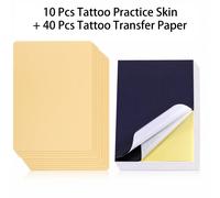 Ensemble de pratique de tatouage Poseidon - 10 pièces de peau de silicone double face pour la pratique du tatouage et 40 pièces de papier de transfert de tatouage, ensemble combiné de fournitures de t