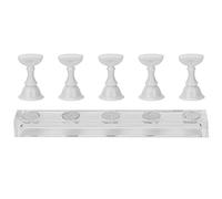 Ensemble de présentation de pointes d'ongles 5 pièces, base ferreuse avec interface adhésive, composants en plastique et acrylique, pour la pratique technique (White)
