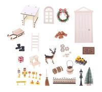 Ensemble de présentation de Vacances en Bois pour Petites Maisons, 42 pièces, avec matériaux renouvelables et Assemblage, décoration de cabane de Noël Miniature avec Texture en Bois