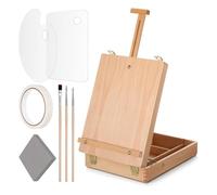 Ensemble de présentoir à dessin de table avec mallette de rangement | Boîte à croquis portable en bois, support de toile réglable et outils de peinture pour débutants