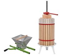 Ensemble de presse-fruits et de vin avec moulin à fruits, capacité de 30 l, panier en bois de chêne et moulin en acier pour jus de pomme, vin et baies