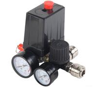 Ensemble de pressostat 220 V 4 ports 90-120 PSI Accessoires de compresseur d'air réglable Vanne de régulation réglable Fibre de verre Nylon Design compact pour une utilisation industrielle en atelier