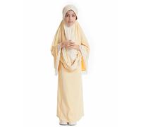 Ensemble de prière pour enfants filles musulmanes, ensemble 2 pièces, jupe, écharpe, t-shirt à manches longues, bleu, jaune, 9-10 ans