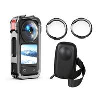Ensemble de protection 3 en 1 pour Insta 360 X6 Utility Cage en métal/étui de transport (pour cage + bouchon d'objectif) /2 protections d'objectif en verre optique, housse de protection portable pour
