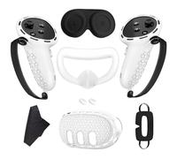 Ensemble de protection 7 pièces pour Quest 3 VR, kit de couverture complète en silicone avec poignées de contrôleur, lentilles et housses de casque, antidérapants et résistants à la transpiration pour