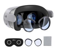 Ensemble de protection d'objectif compatible avec les accessoires Meta Quest 3S, coque de protection souple, entretoise de lunettes avec lunettes bloquant la lumière bleue pour Oculus Quest 3S/Quest 2