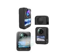 Ensemble de protection pour appareil photo panoramique DJI Osmo 360, avec étui en silicone, protecteur d'objectif et 3 films en verre trempé (noir)