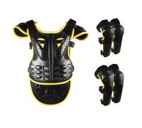 Ensemble de Protection Sportif Jeunes PE Absorption Chocs Poitrine Dos Genoux Coudières Snap-on Réglable Équipement Ergonomique Motocross Cyclisme,Yellow-M