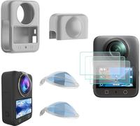 Ensemble de protection ultime pour appareil photo compatible avec DJI Osmo 360, coque de protection en plastique (2 pièces) + étui de protection en silicone + 3 films protecteurs d'écran, kit de