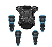 Ensemble de Protections de Motocross pour Enfants, Gilet de Protection Dorsale Respirant et réglable pour Motocross, Ski, VTT, Descente, Scooter,Blue-M