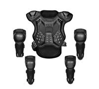 Ensemble de Protections de Motocross pour Enfants, Gilet de Protection Dorsale Respirant et réglable pour Motocross, Ski, VTT, Descente, Scooter,Black1-L