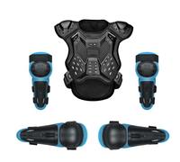 Ensemble de Protections de Motocross pour Enfants, Gilet Respirant et réglable, Protection Dorsale pour Motocross, Ski, VTT, Descente, Scooter,Blue-S