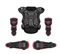 Ensemble de Protections de Motocross pour Enfants, Gilet Respirant et réglable, Protection Dorsale pour Motocross, Ski, VTT, Descente, Scooter,Red-S