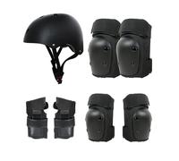 Ensemble De Protections Skateboard - Casque Genouillères Coudières Protège-Poignets, Coque en PE, Double Usage Sangles Réglables, Convient pour Le Skateboard Le Vélo Et Le Roller,Black 7 Piece Set-S