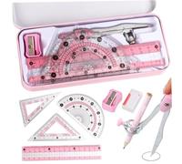 Ensemble de protracteur et de boussole, 8pcs / ensemble outil géométrie la boussole, protracteur pratique et avec des dirigeants, plus encore le kit rédaction avec une boîte métallique